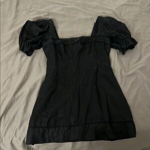Reformation Black Puff Sleeve Dress
